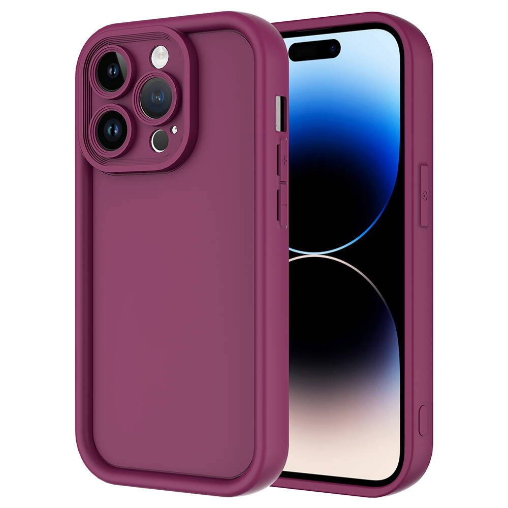 Apple iPhone 14 Pro Kılıf Kamera Korumalı NXXA Ananas Kapak-Mürdüm
