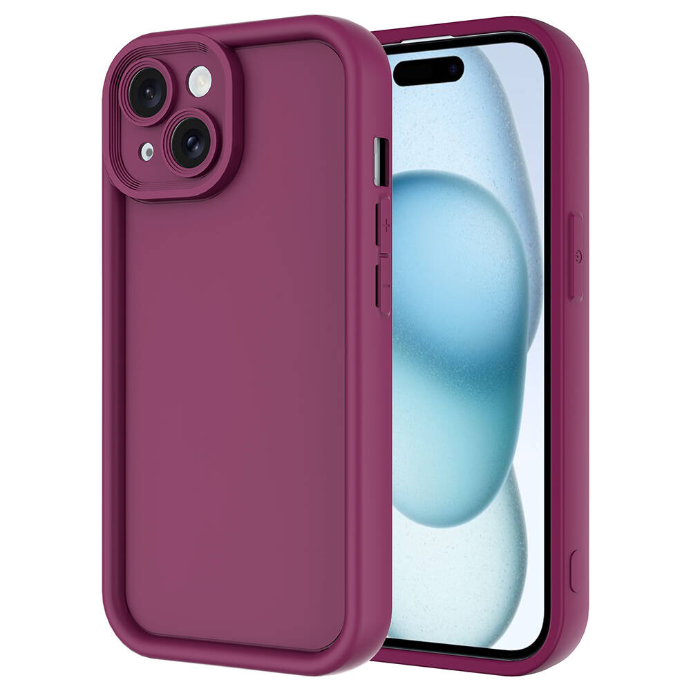 Apple iPhone 14 Kılıf Kamera Korumalı NXXA Ananas Kapak-Mürdüm