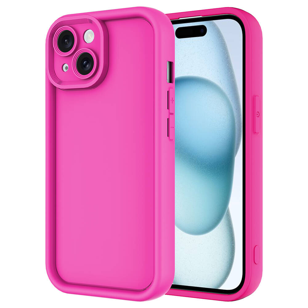 Apple iPhone 13 Kılıf Kamera Korumalı NXXA Ananas Kapak-Pembe Koyu