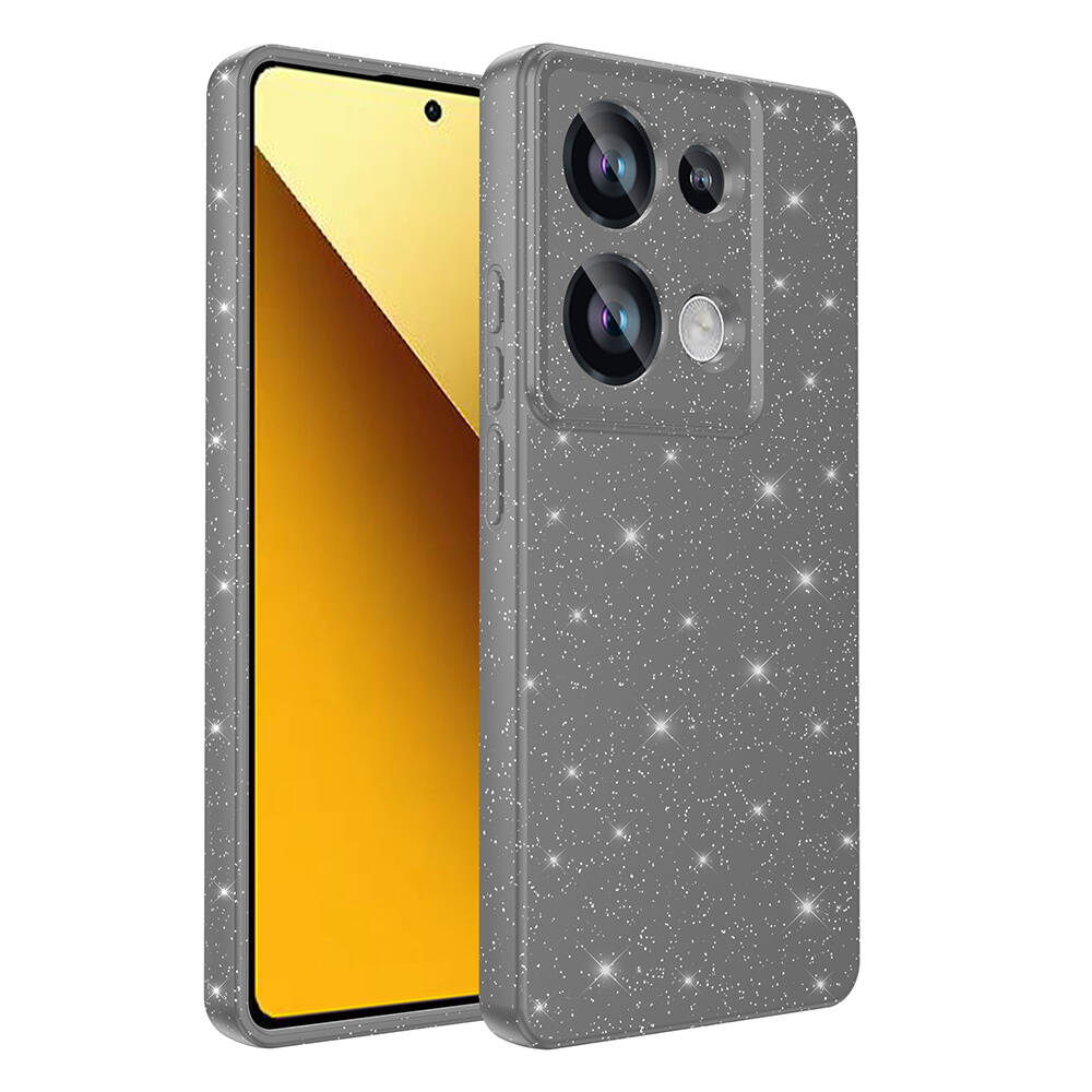 Xiaomi Redmi Note 13 Pro 4G Kılıf Kamera Korumalı Simli Lüks NXXA Koton Kapak-Gri
