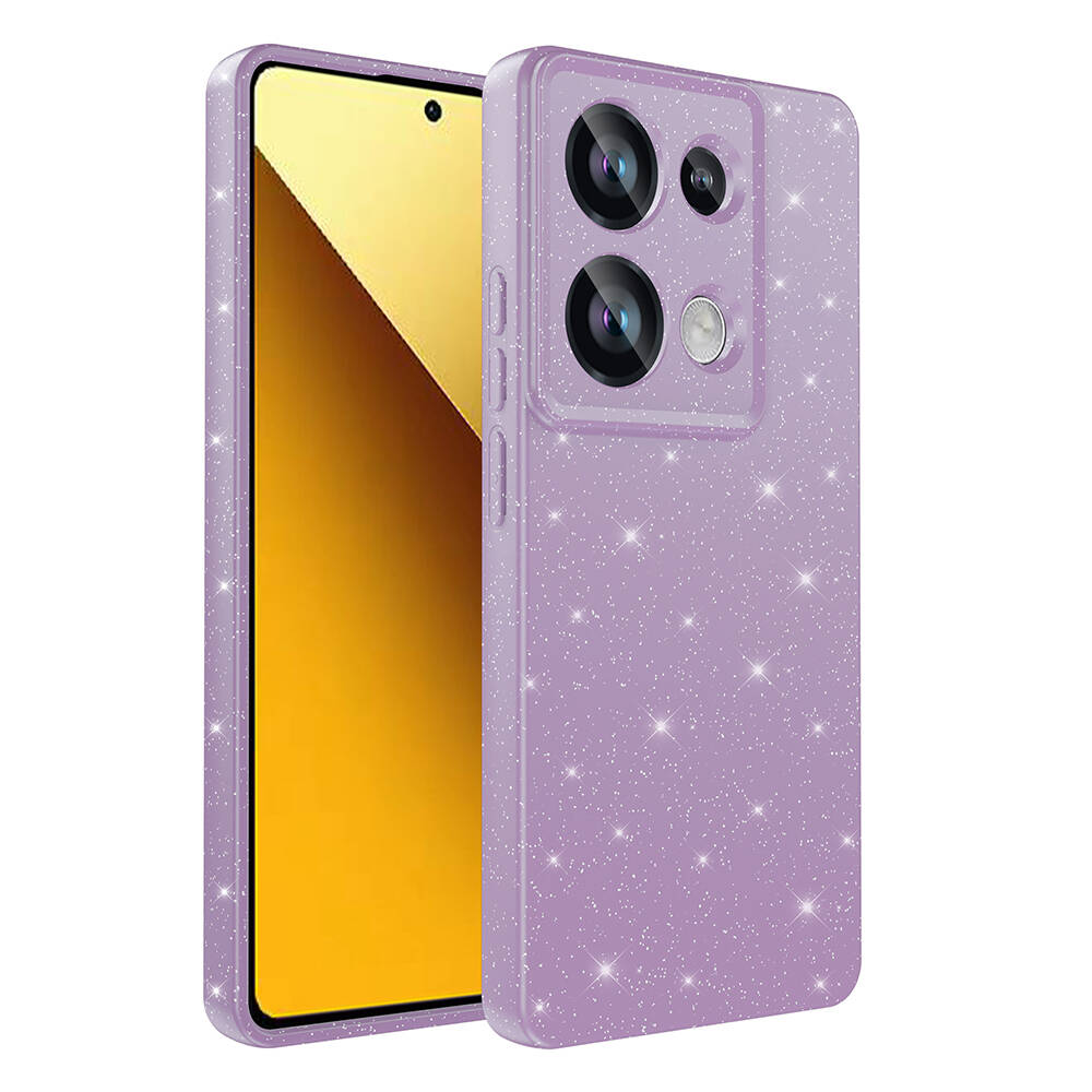 Xiaomi Redmi Note 13 Pro 4G Kılıf Kamera Korumalı Simli Lüks NXXA Koton Kapak-Lila