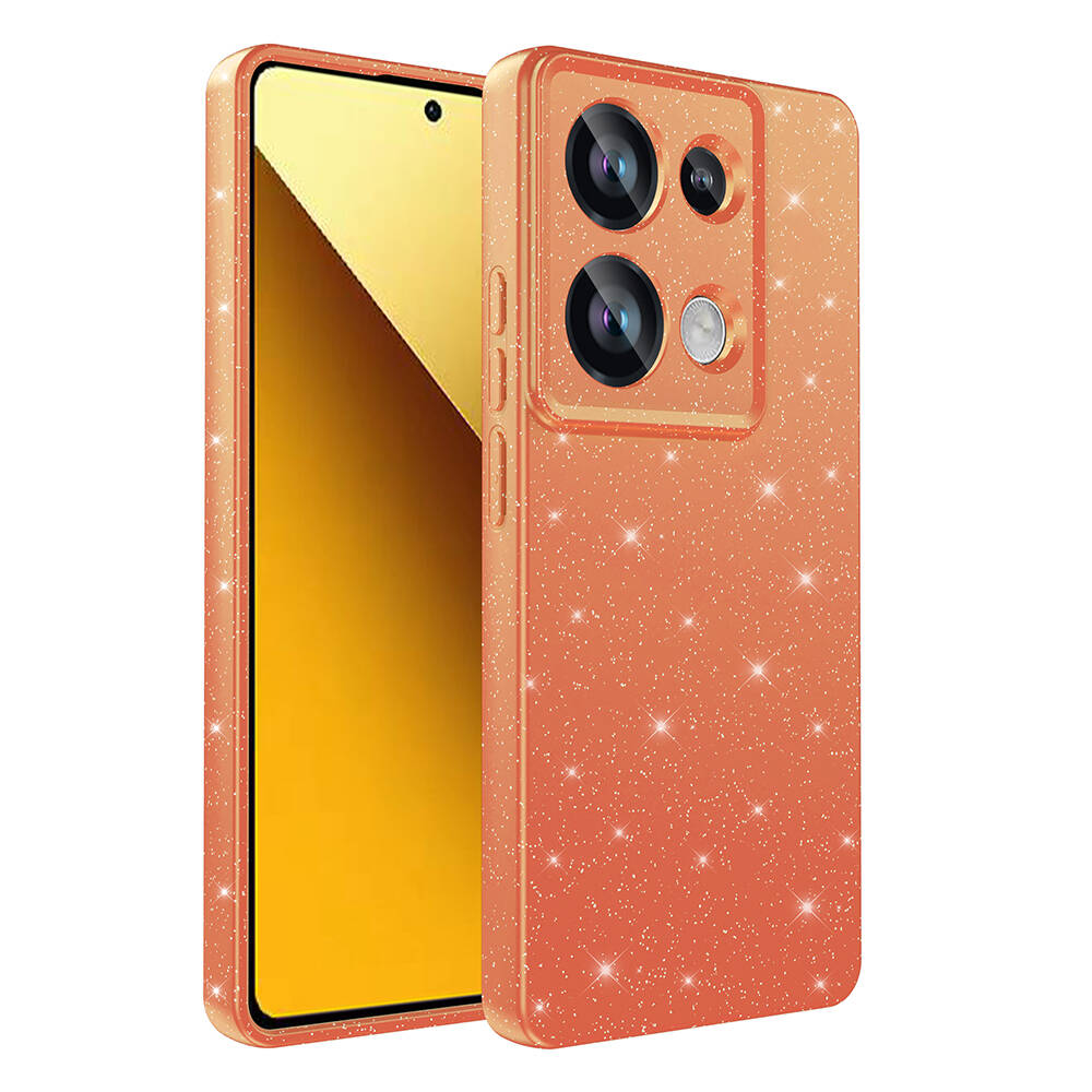 Xiaomi Redmi Note 13 Pro 4G Kılıf Kamera Korumalı Simli Lüks NXXA Koton Kapak-Turuncu