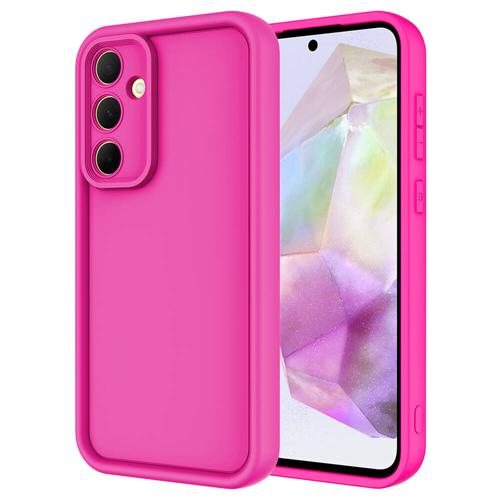 Galaxy A35 Kılıf Kamera Korumalı NXXA Ananas Kapak-Pembe Koyu