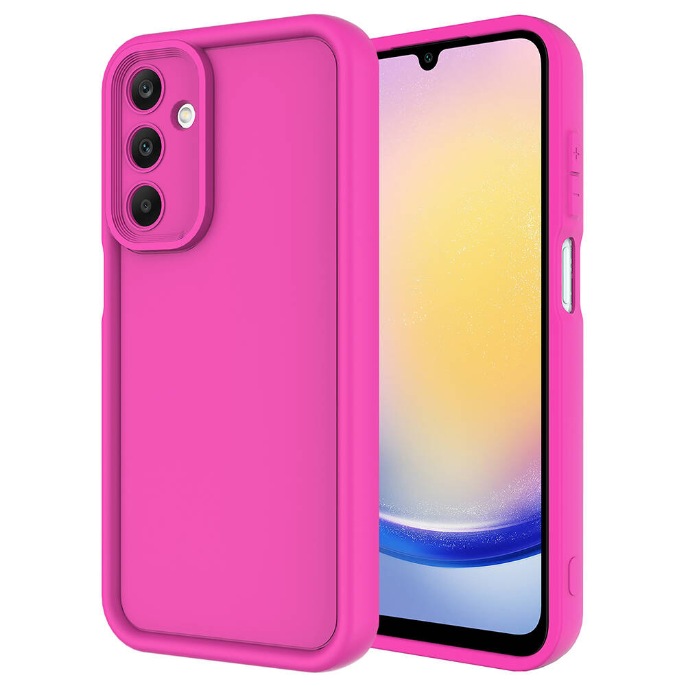 Galaxy A25 Kılıf Kamera Korumalı NXXA Ananas Kapak-Pembe Koyu