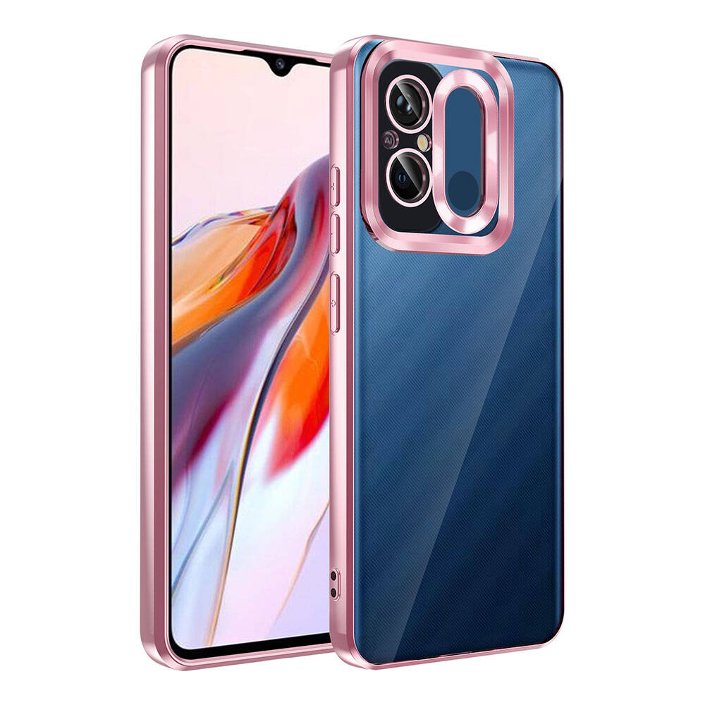 Xiaomi Redmi 12C Kılıf Kamera Korumalı Logo Gösteren NXXA Omega Kapak-Rose Gold