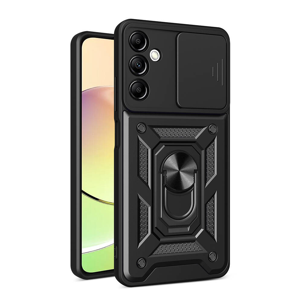Galaxy A14 Kılıf Magnetik Standlı Kamera Korumalı NXXA Sürgülü Vega Kapak-Siyah