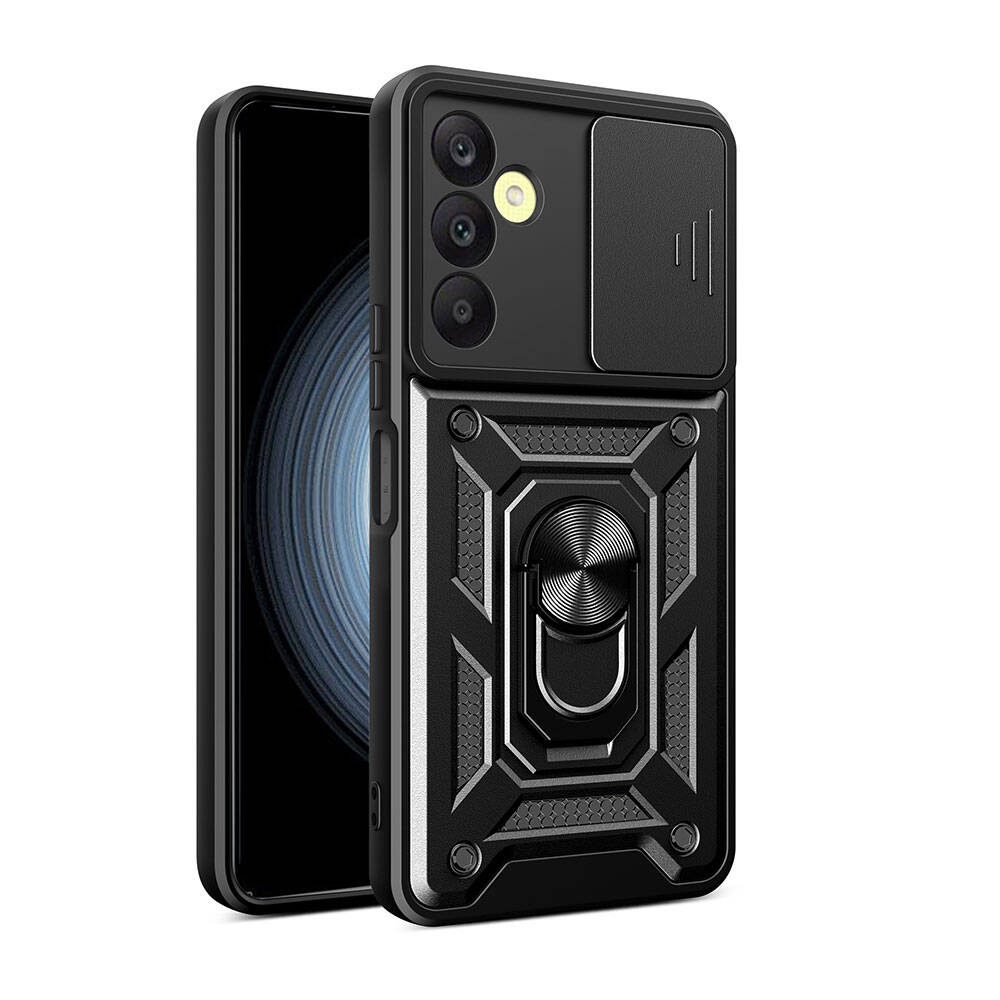 Galaxy A25 Kılıf Magnetik Standlı Kamera Korumalı NXXA Sürgülü Vega Kapak-Siyah
