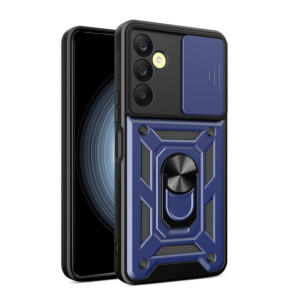 Galaxy A25 Kılıf Magnetik Standlı Kamera Korumalı NXXA Sürgülü Vega Kapak-Mavi