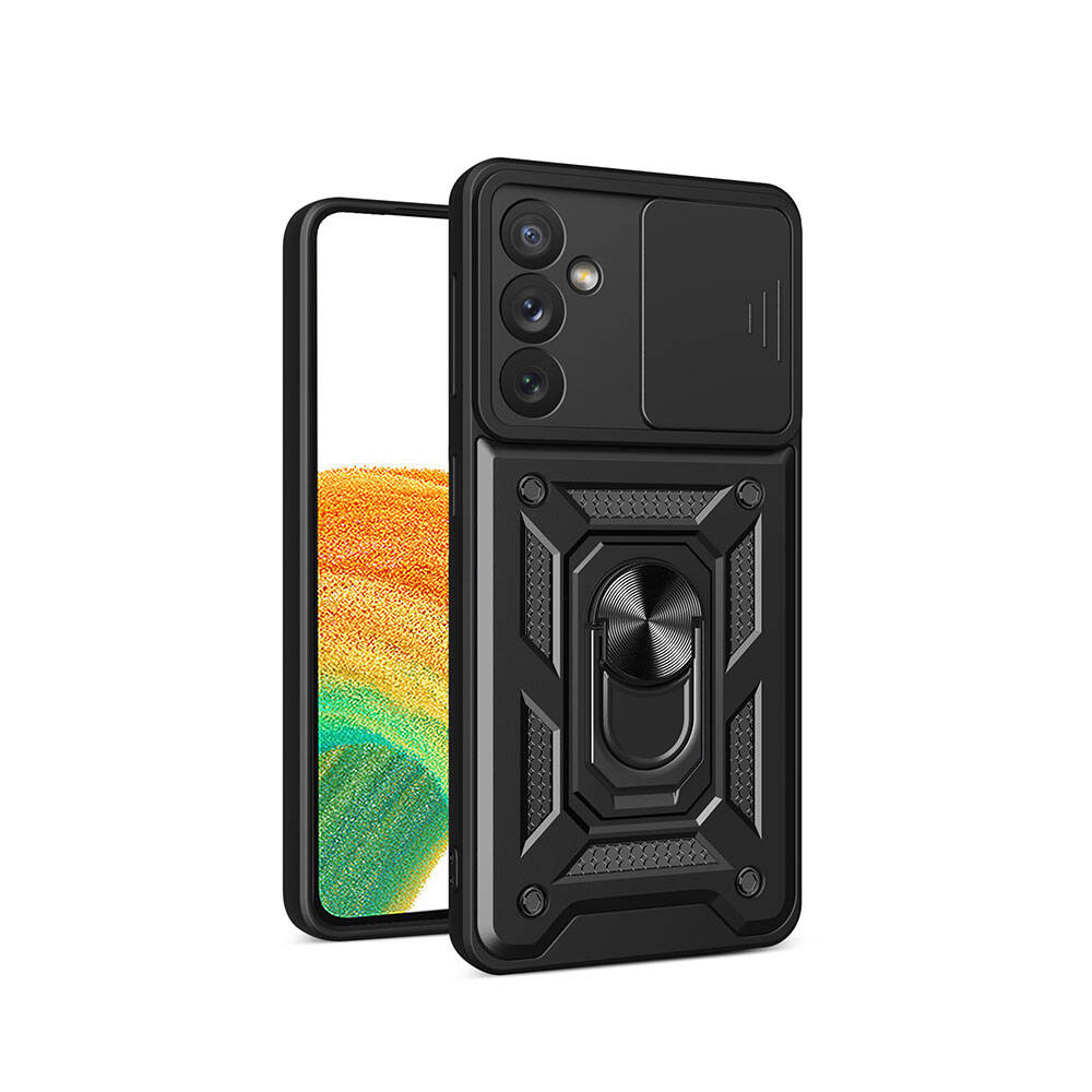 Galaxy A34 Kılıf Magnetik Standlı Kamera Korumalı NXXA Sürgülü Vega Kapak-Siyah