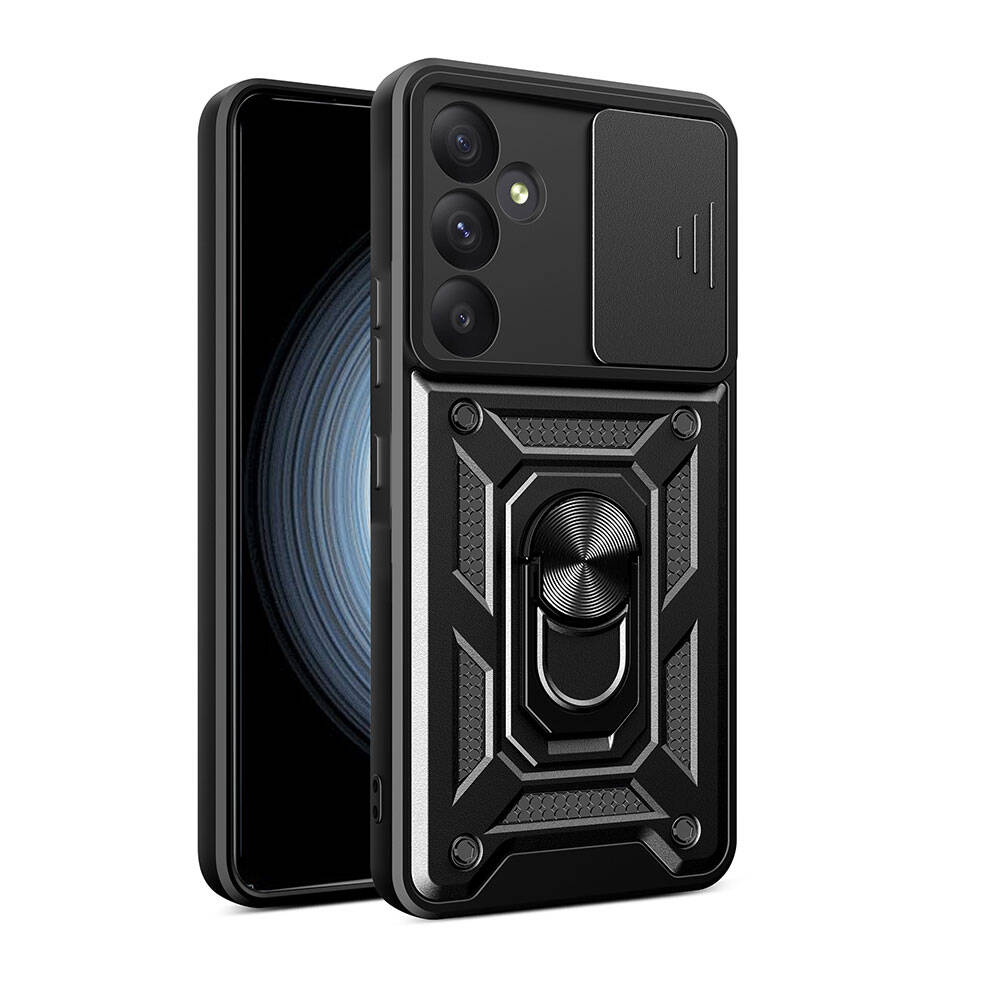 Galaxy A35 Kılıf Magnetik Standlı Kamera Korumalı NXXA Sürgülü Vega Kapak-Siyah