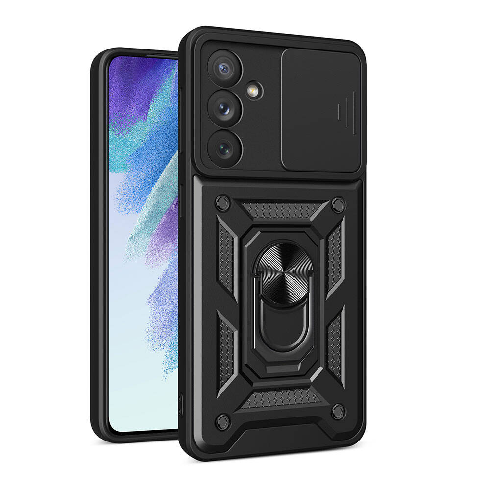 Galaxy A54 Kılıf Magnetik Standlı Kamera Korumalı NXXA Sürgülü Vega Kapak-Siyah