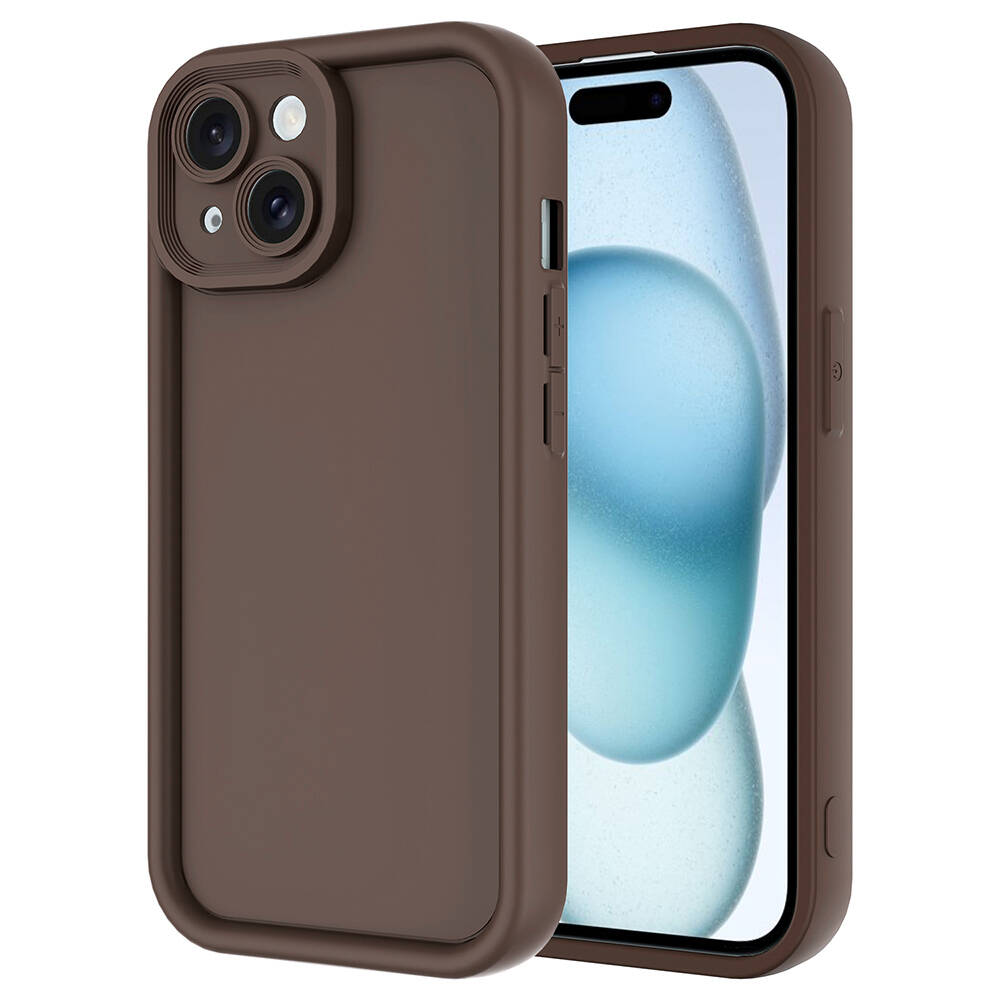 Apple iPhone 14 Kılıf Kamera Korumalı NXXA Ananas Kapak-Kahverengi