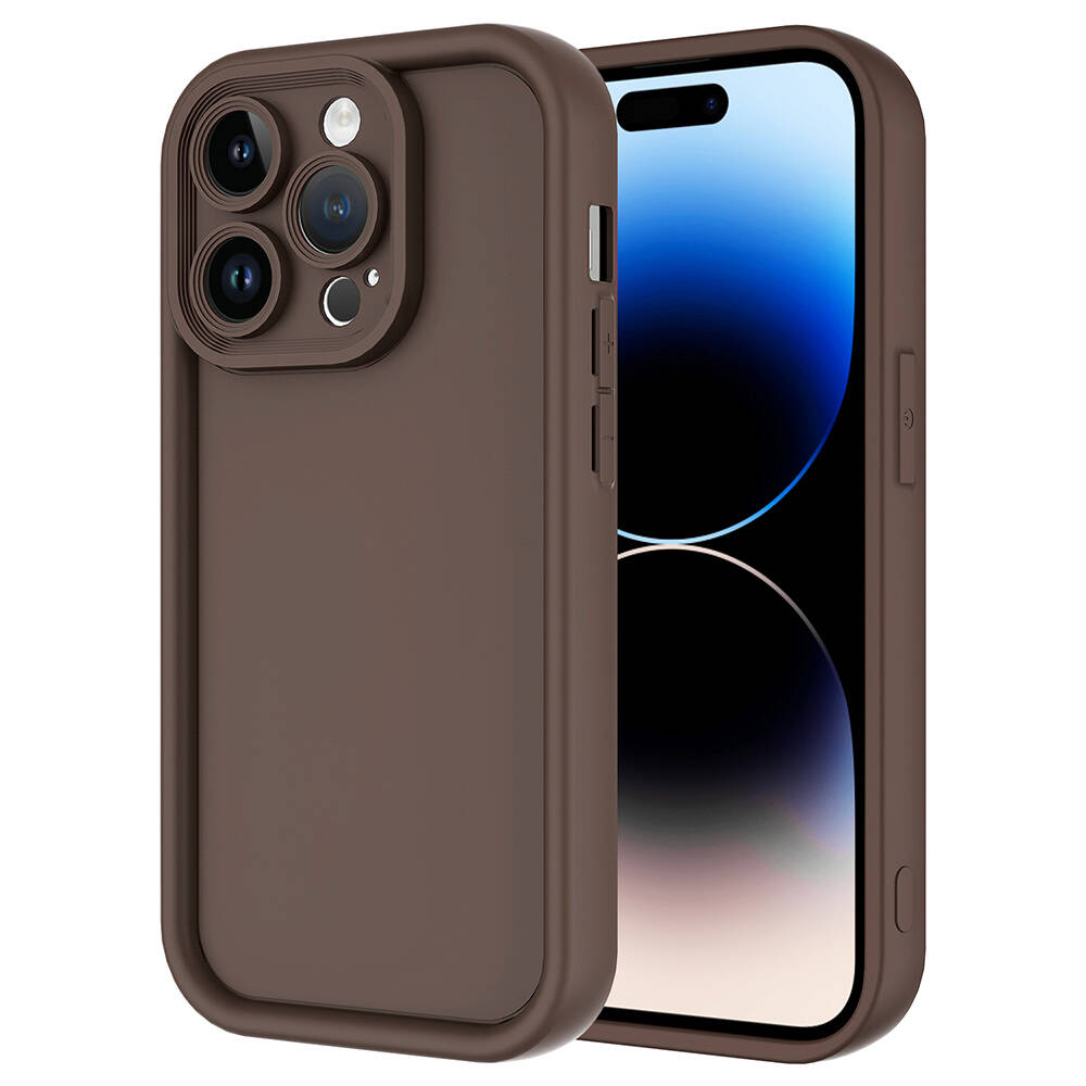 Apple iPhone 14 Pro Max Kılıf Kamera Korumalı NXXA Ananas Kapak-Kahverengi