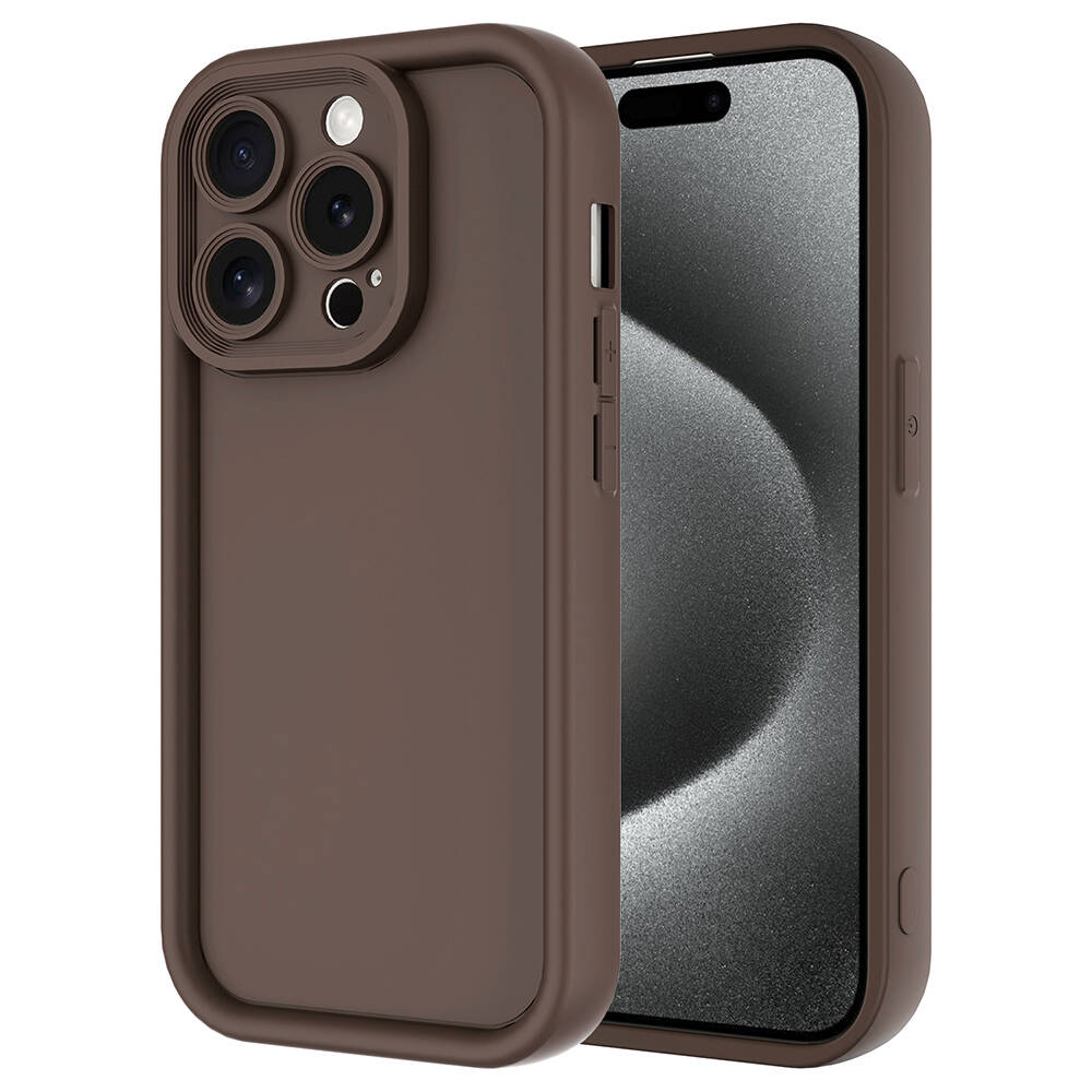 Apple iPhone 15 Pro Kılıf Kamera Korumalı NXXA Ananas Kapak-Kahverengi