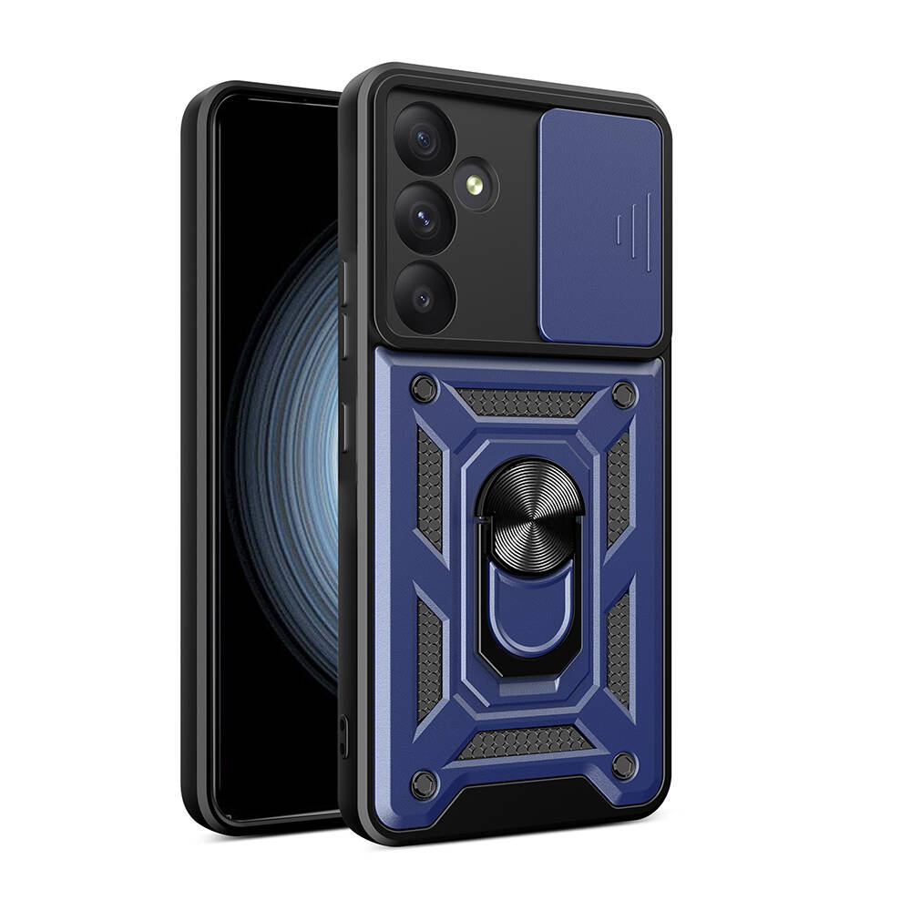 Galaxy A55 Kılıf Magnetik Standlı Kamera Korumalı NXXA Sürgülü Vega Kapak-Mavi
