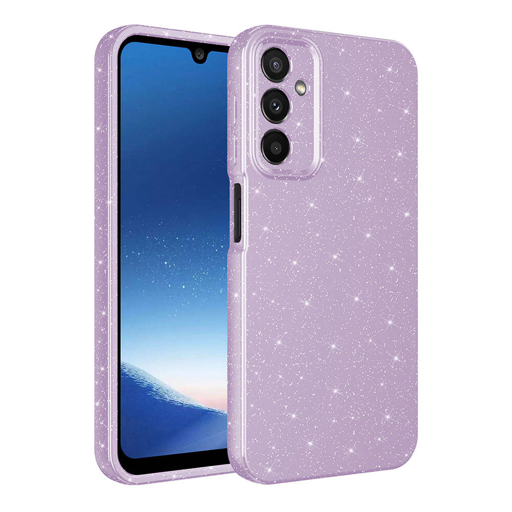 Galaxy A25 Kılıf Kamera Korumalı Simli Lüks NXXA Koton Kapak-Lila