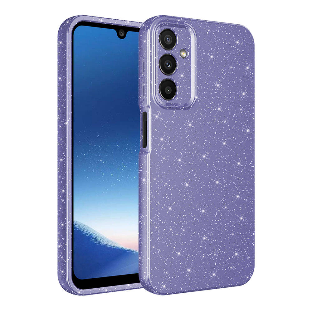 Galaxy A25 Kılıf Kamera Korumalı Simli Lüks NXXA Koton Kapak-Mor