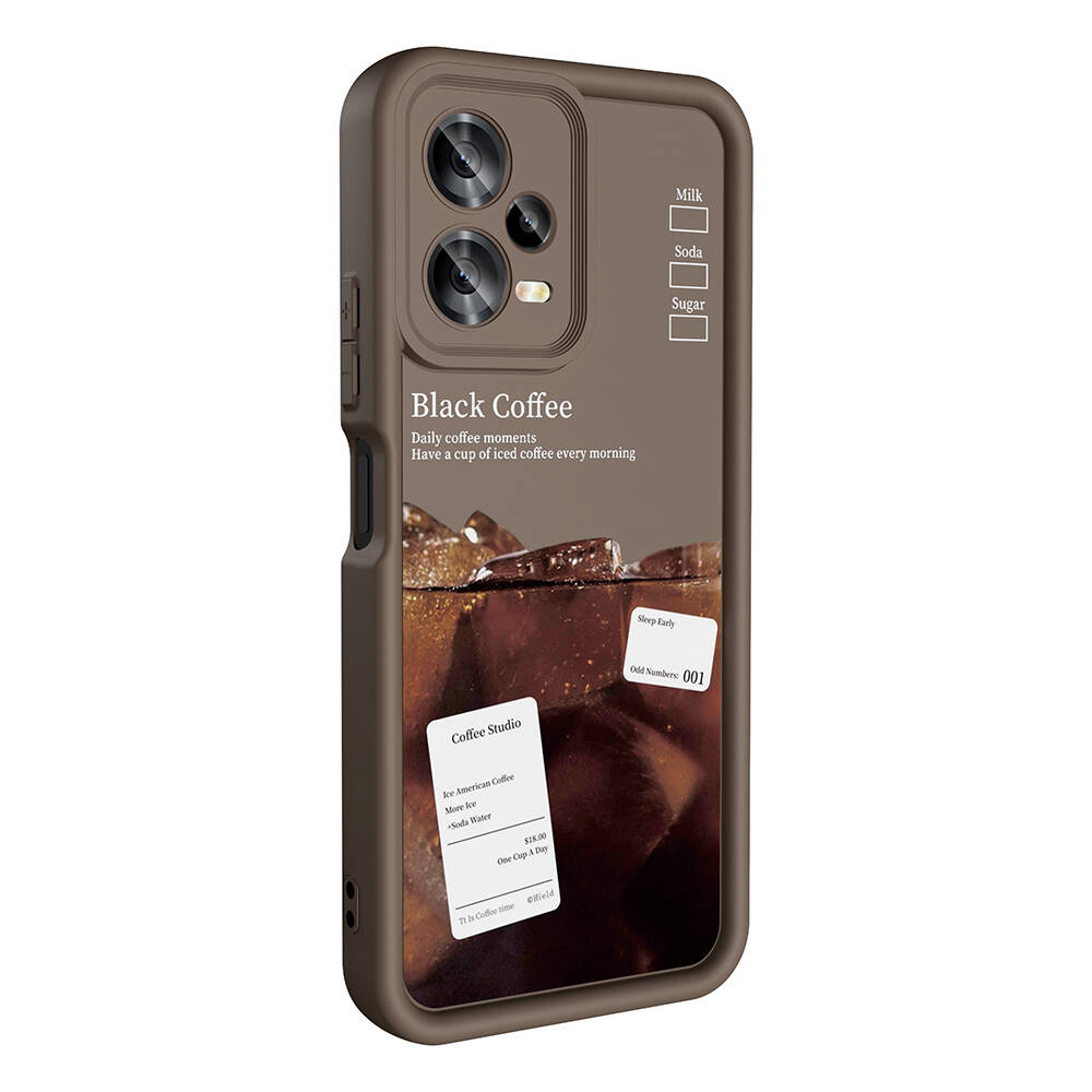 Xiaomi Redmi Note 12 5G Kılıf Kamera Korumalı Baskılı Arka Yüzey NXXA Klas Kapak-Koyu Kahve