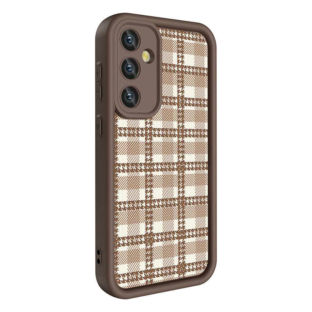 Galaxy S24 Kılıf Kamera Korumalı Baskılı Arka Yüzey NXXA Klas Kapak-Açık Kahve