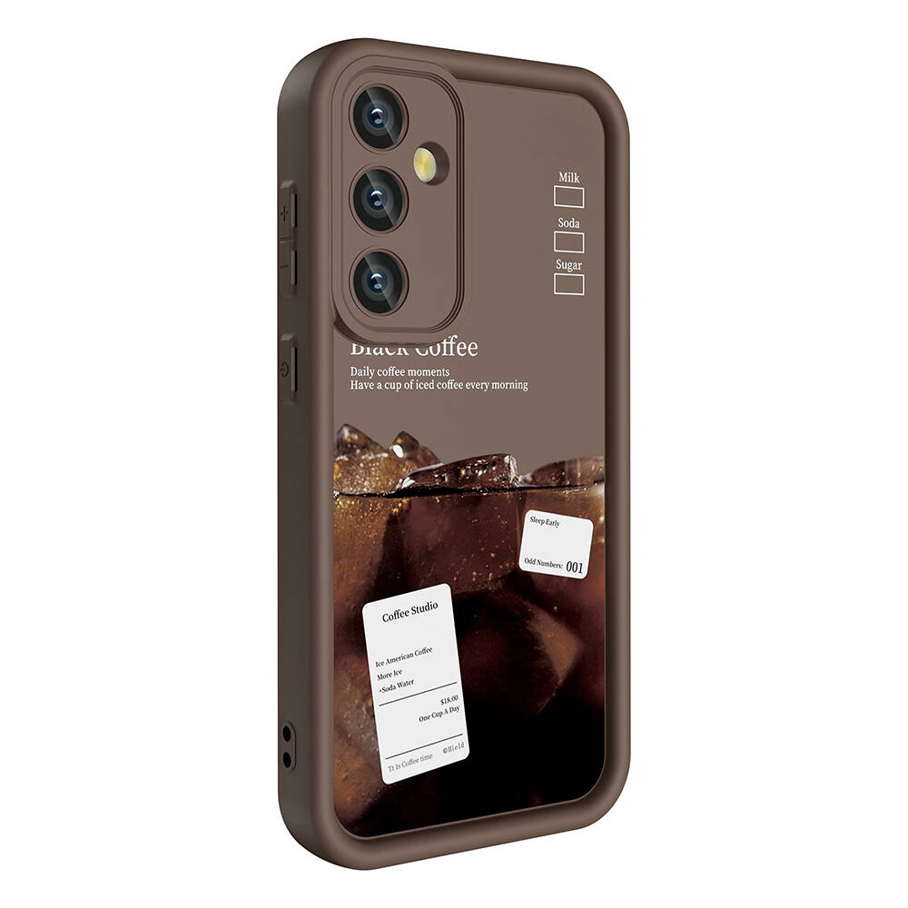Galaxy S24 Kılıf Kamera Korumalı Baskılı Arka Yüzey NXXA Klas Kapak-Koyu Kahve