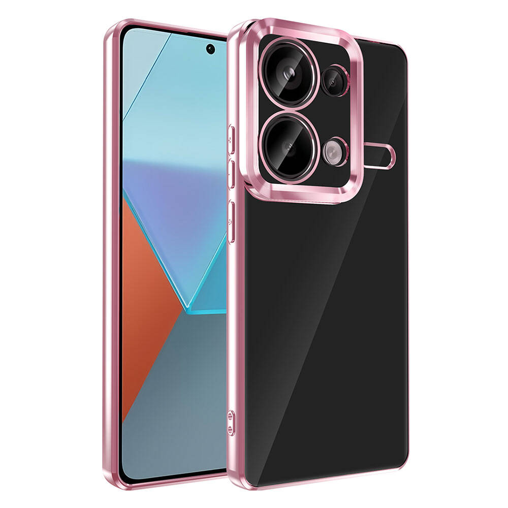 Xiaomi Redmi Note 13 Pro 4G Kılıf Kamera Korumalı Logo Gösteren NXXA Omega Kapak-Rose Gold