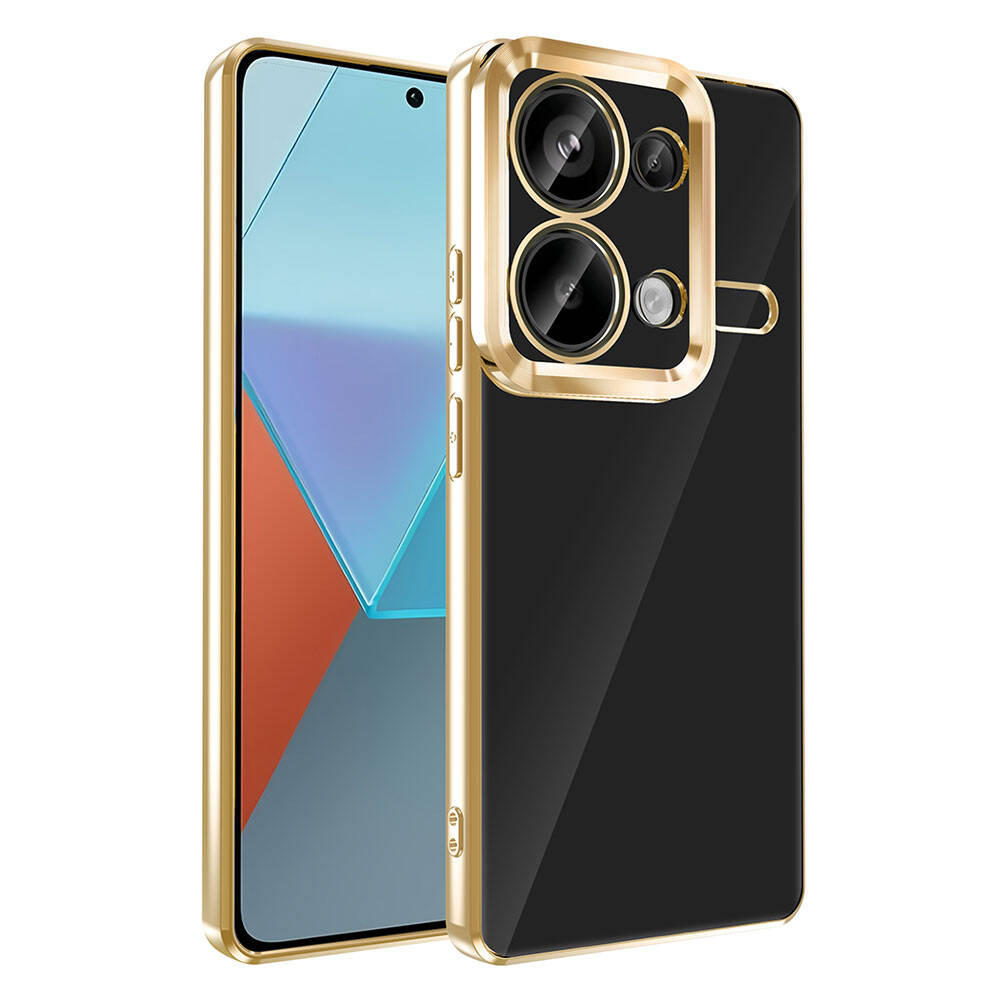 Xiaomi Redmi Note 13 Pro 4G Kılıf Kamera Korumalı Logo Gösteren NXXA Omega Kapak-Gold