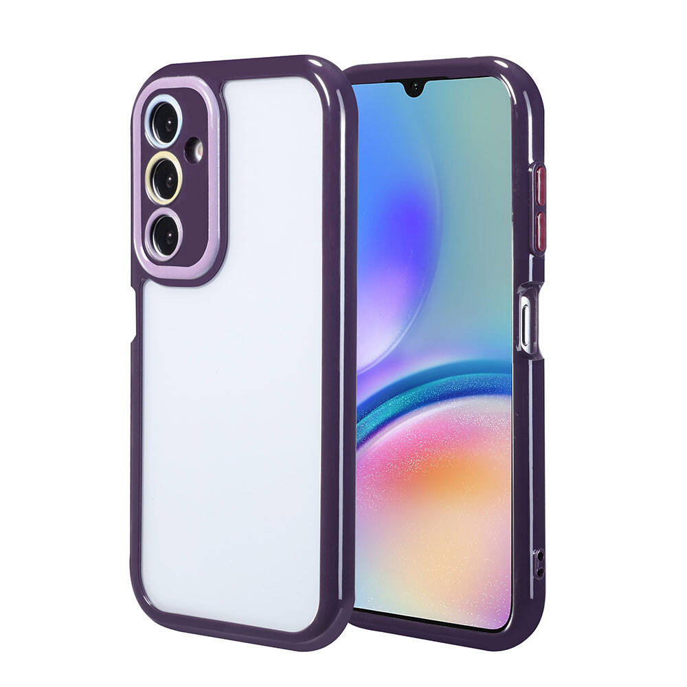 Galaxy A05S Kılıf Kamera Korumalı Renkli Kenar ve Çerçeve Tasarımlı NXXA Vitamin Kapak-Derin Mor
