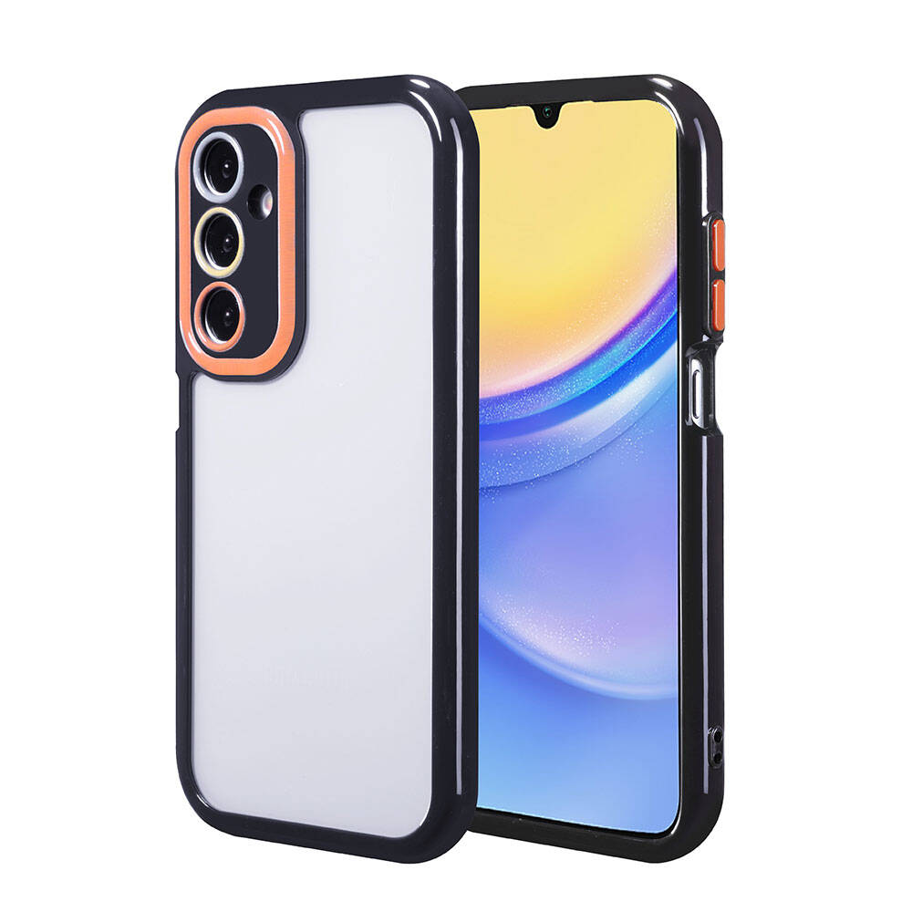 Galaxy A15 Kılıf Kamera Korumalı Renkli Kenar ve Çerçeve Tasarımlı NXXA Vitamin Kapak-Siyah