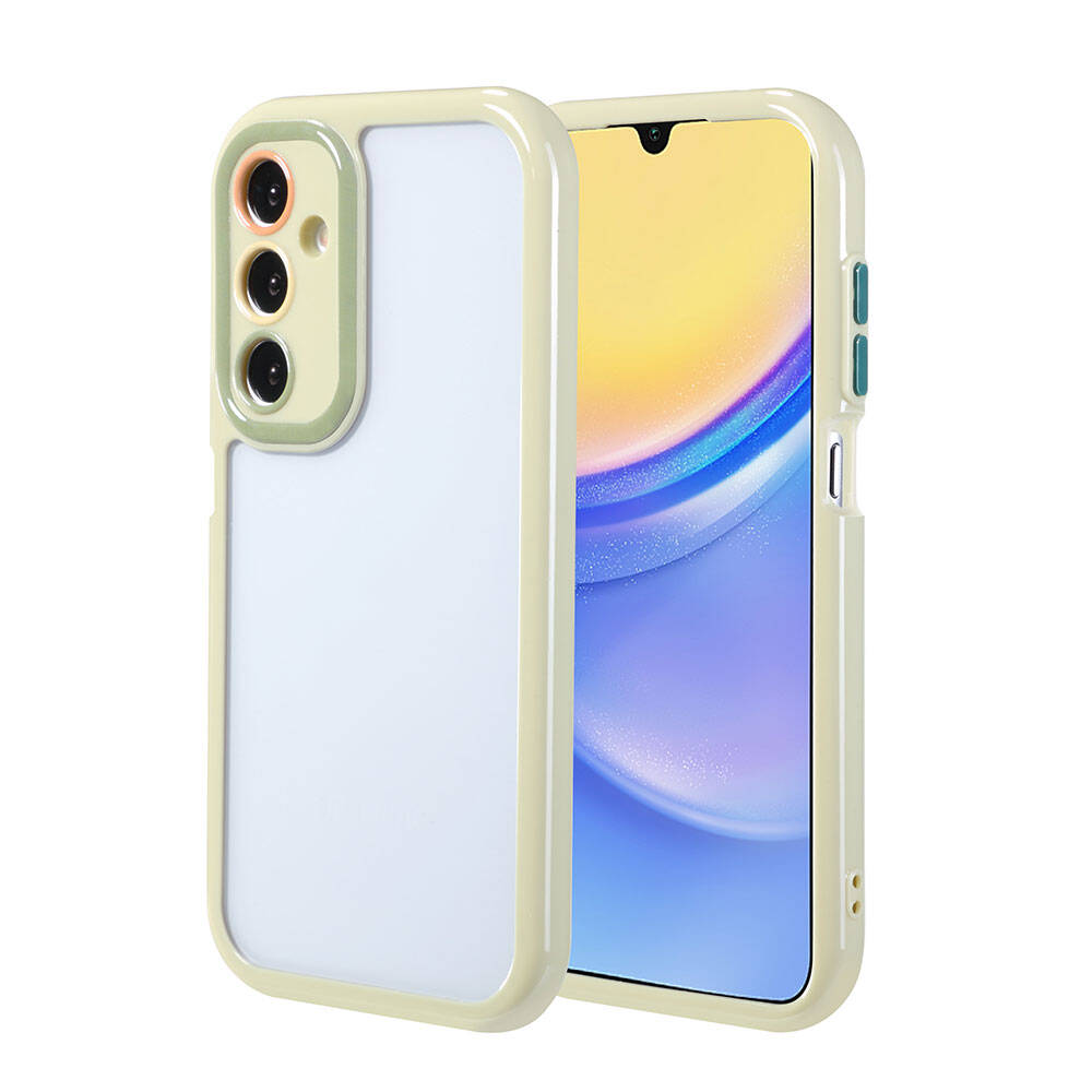 Galaxy A15 Kılıf Kamera Korumalı Renkli Kenar ve Çerçeve Tasarımlı NXXA Vitamin Kapak-Yeşil