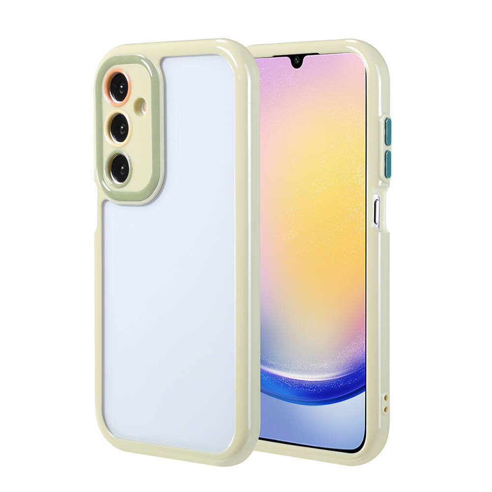Galaxy A25 Kılıf Kamera Korumalı Renkli Kenar ve Çerçeve Tasarımlı NXXA Vitamin Kapak-Yeşil
