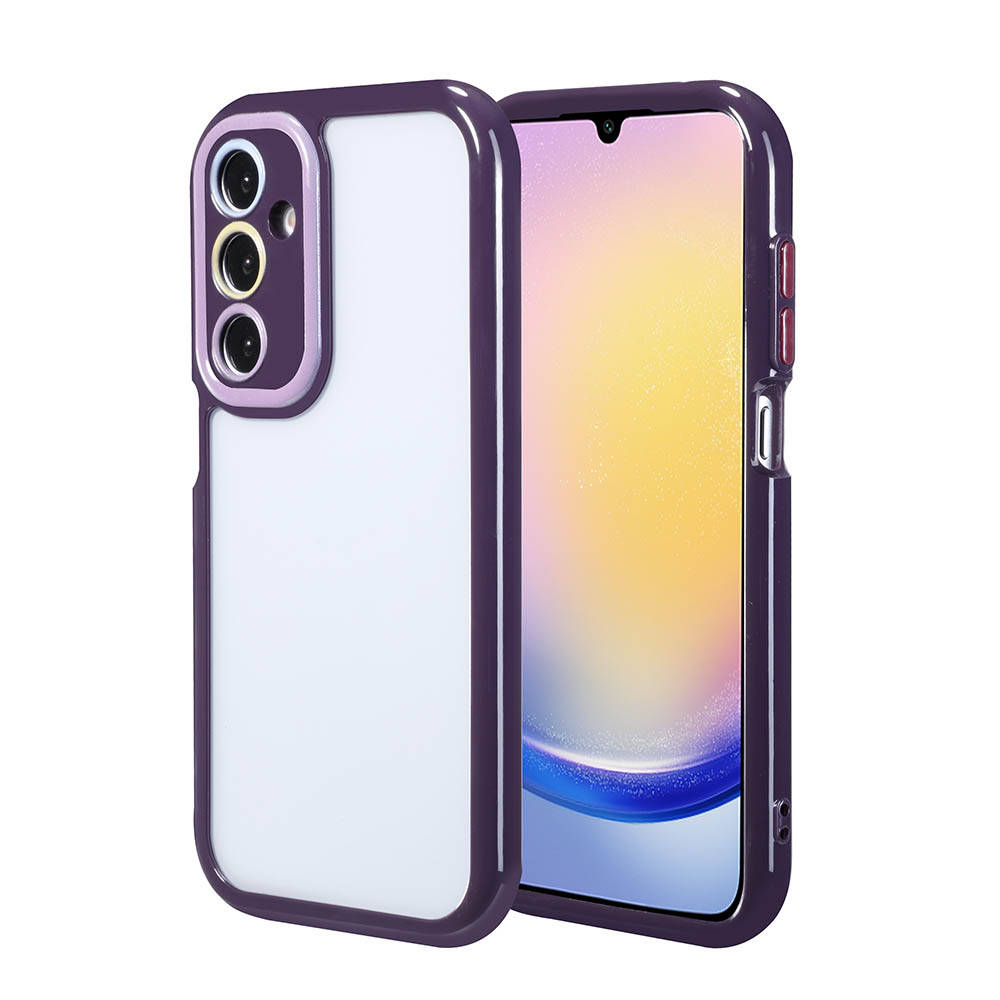 Galaxy A25 Kılıf Kamera Korumalı Renkli Kenar ve Çerçeve Tasarımlı NXXA Vitamin Kapak-Derin Mor