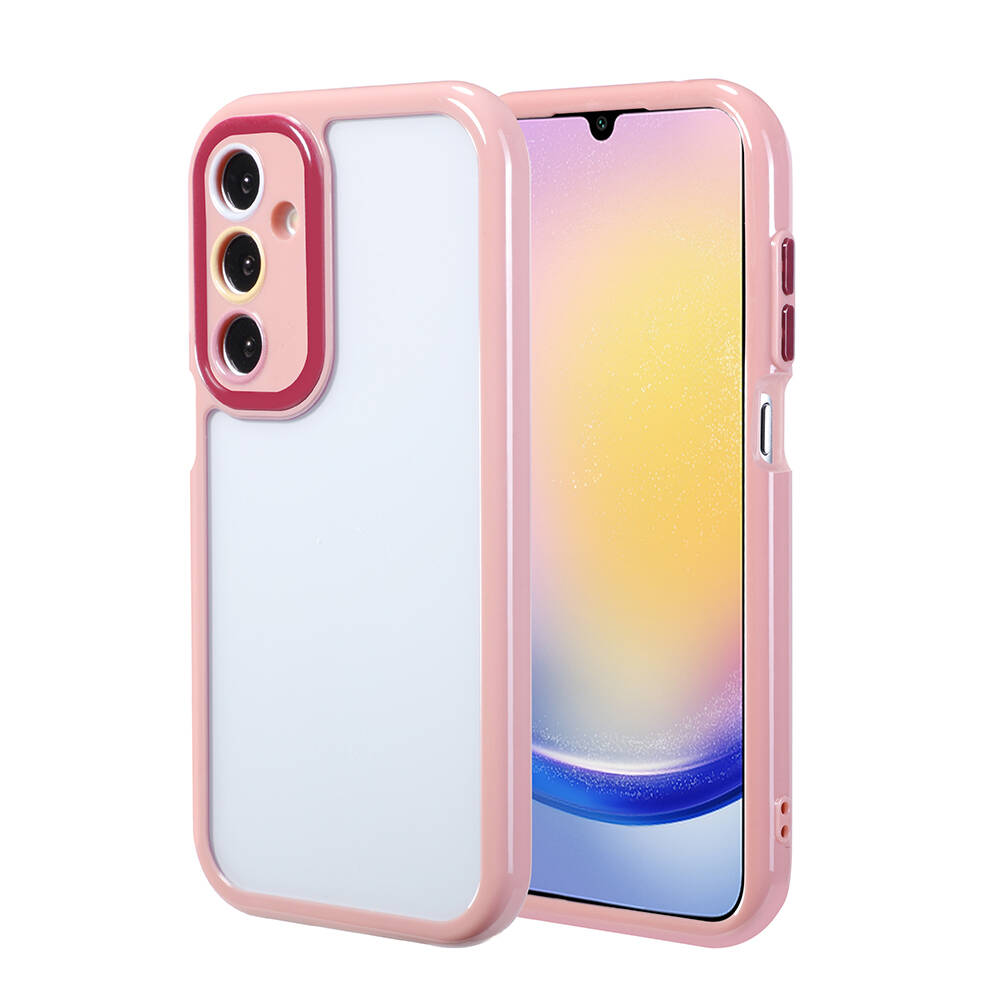 Galaxy A25 Kılıf Kamera Korumalı Renkli Kenar ve Çerçeve Tasarımlı NXXA Vitamin Kapak-Mürdüm