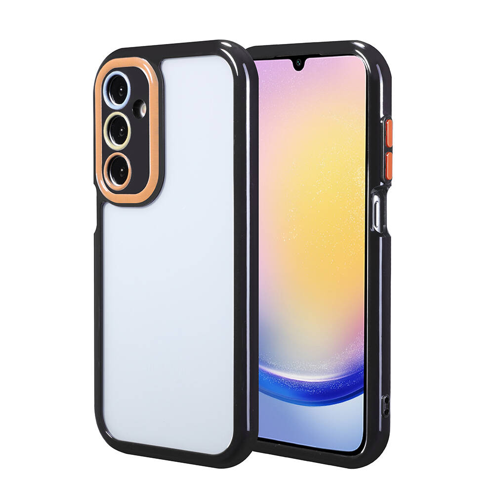 Galaxy A25 Kılıf Kamera Korumalı Renkli Kenar ve Çerçeve Tasarımlı NXXA Vitamin Kapak-Siyah