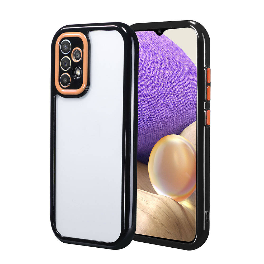 Galaxy A32 4G Kılıf Kamera Korumalı Renkli Kenar ve Çerçeve Tasarımlı NXXA Vitamin Kapak-Siyah