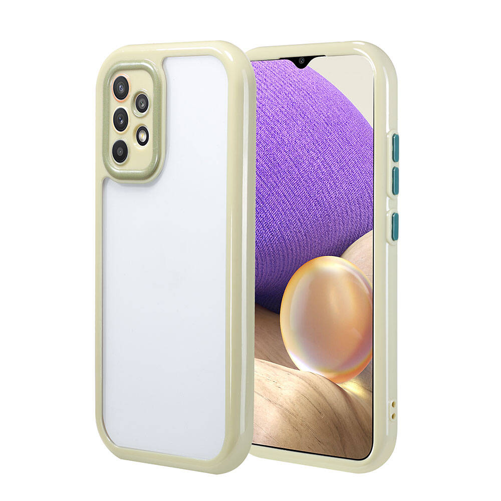 Galaxy A32 4G Kılıf Kamera Korumalı Renkli Kenar ve Çerçeve Tasarımlı NXXA Vitamin Kapak-Yeşil