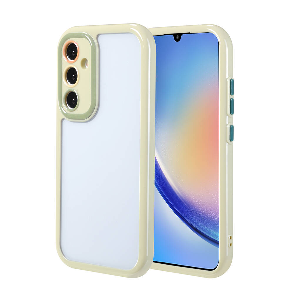 Galaxy A34 Kılıf Kamera Korumalı Renkli Kenar ve Çerçeve Tasarımlı NXXA Vitamin Kapak-Yeşil