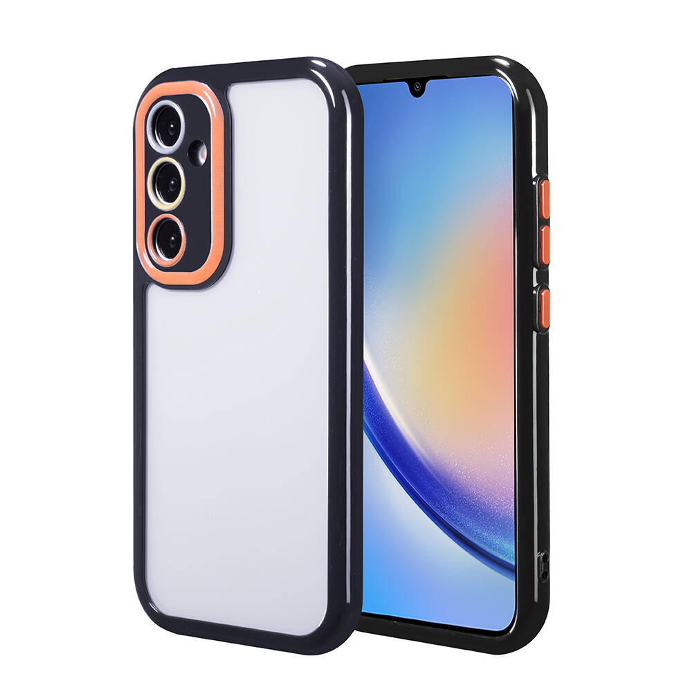Galaxy A34 Kılıf Kamera Korumalı Renkli Kenar ve Çerçeve Tasarımlı NXXA Vitamin Kapak-Siyah