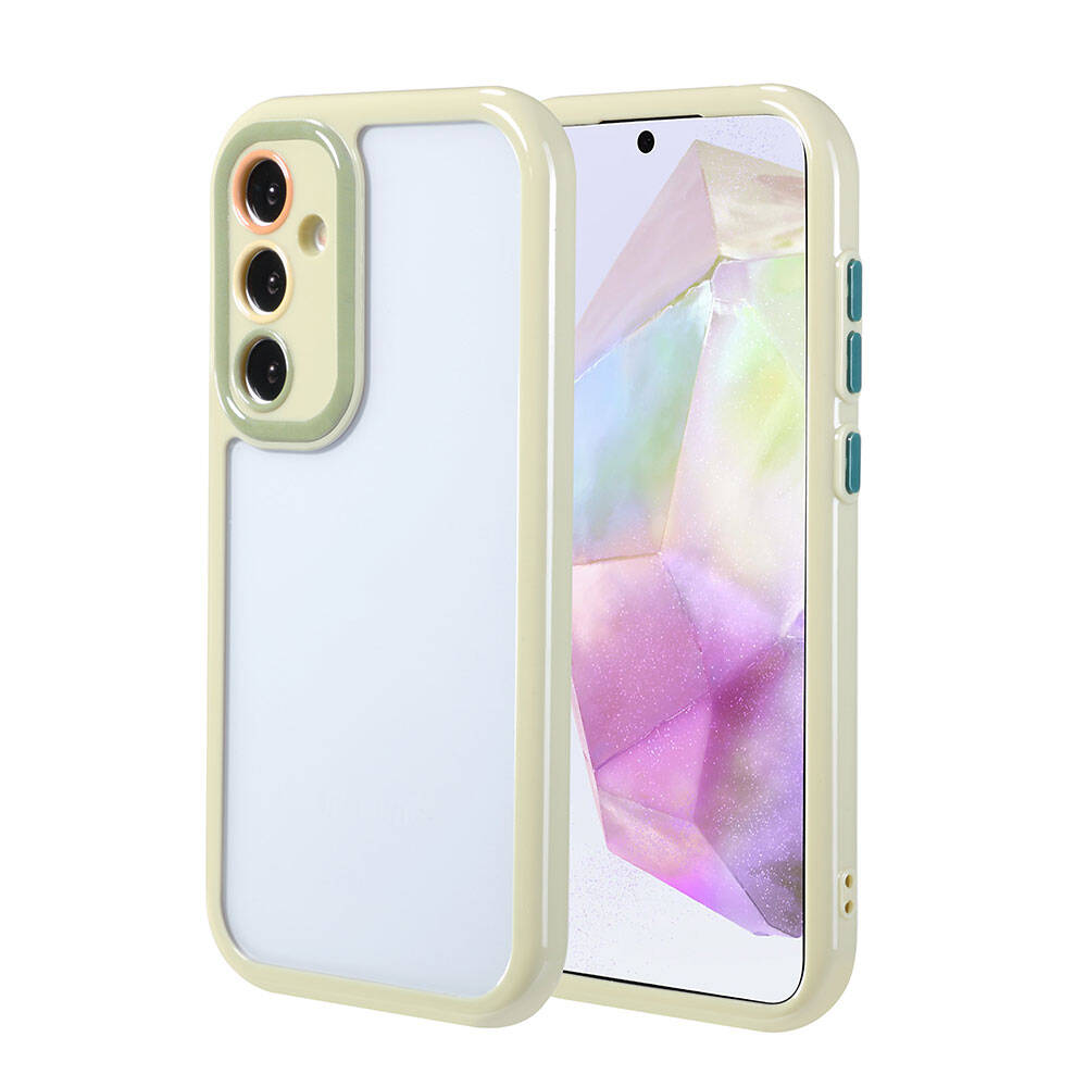 Galaxy A35 Kılıf Kamera Korumalı Renkli Kenar ve Çerçeve Tasarımlı NXXA Vitamin Kapak-Yeşil