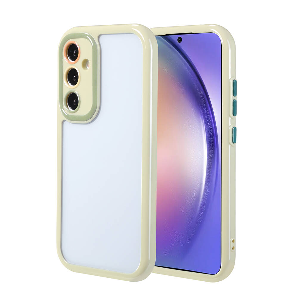 Galaxy A54 Kılıf Kamera Korumalı Renkli Kenar ve Çerçeve Tasarımlı NXXA Vitamin Kapak-Yeşil