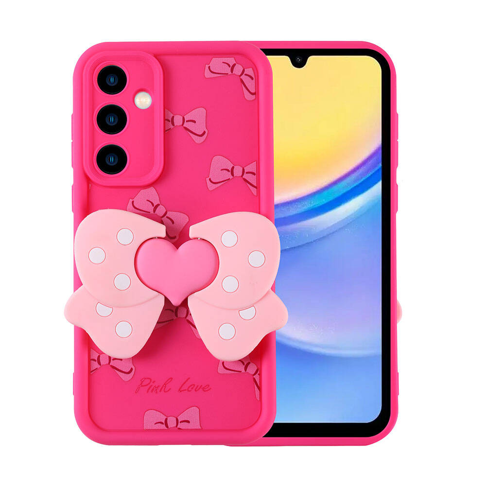 Galaxy A15 Kılıf Kamera Korumalı Figür Tasarımlı NXXA Kapya Kapak-Pembe Koyu