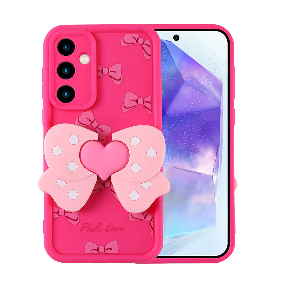 Galaxy A35 Kılıf Kamera Korumalı Figür Tasarımlı NXXA Kapya Kapak-Pembe Koyu
