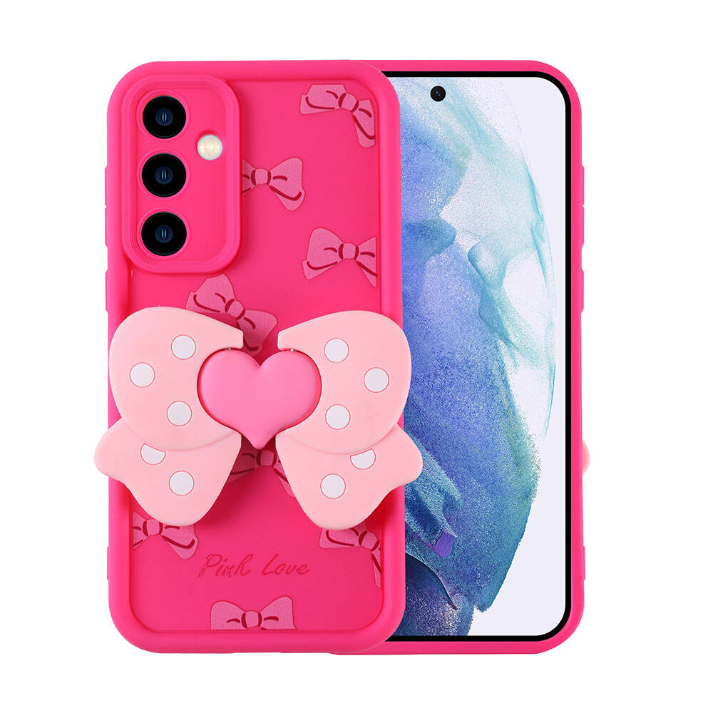 Galaxy A55 Kılıf Kamera Korumalı Figür Tasarımlı NXXA Kapya Kapak-Pembe Koyu