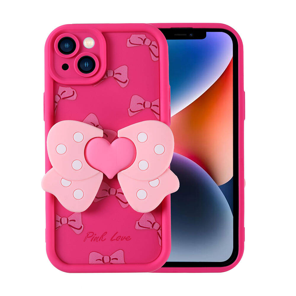 Apple iPhone 14 Kılıf Kamera Korumalı Figür Tasarımlı NXXA Kapya Kapak-Pembe Koyu