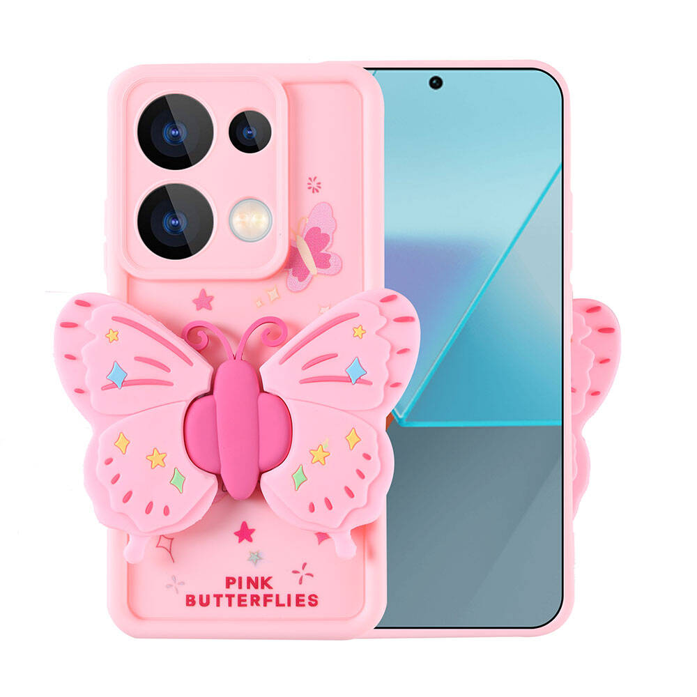 Xiaomi Redmi Note 13 Pro 4G Kılıf Kamera Korumalı Figür Tasarımlı NXXA Kapya Kapak-Pembe Açık