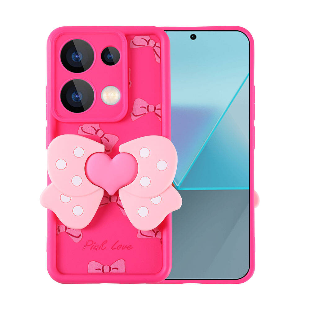 Xiaomi Redmi Note 13 Pro 4G Kılıf Kamera Korumalı Figür Tasarımlı NXXA Kapya Kapak-Pembe Koyu
