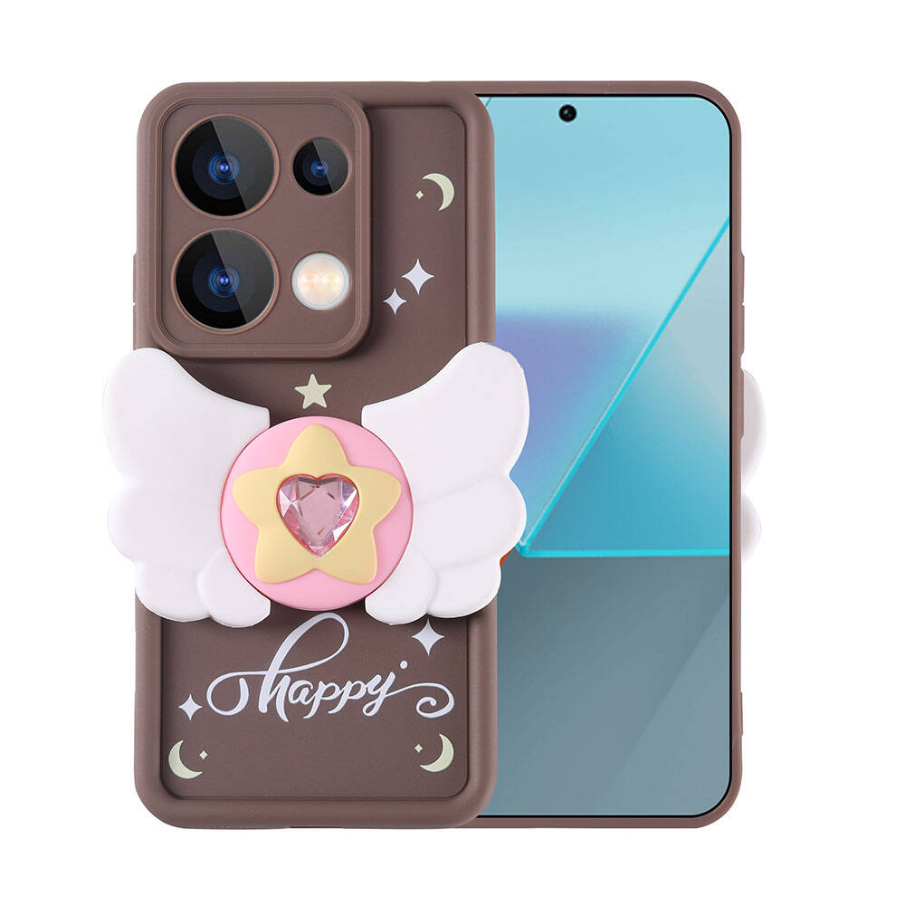 Xiaomi Redmi Note 13 Pro 4G Kılıf Kamera Korumalı Figür Tasarımlı NXXA Kapya Kapak-Koyu Kahve
