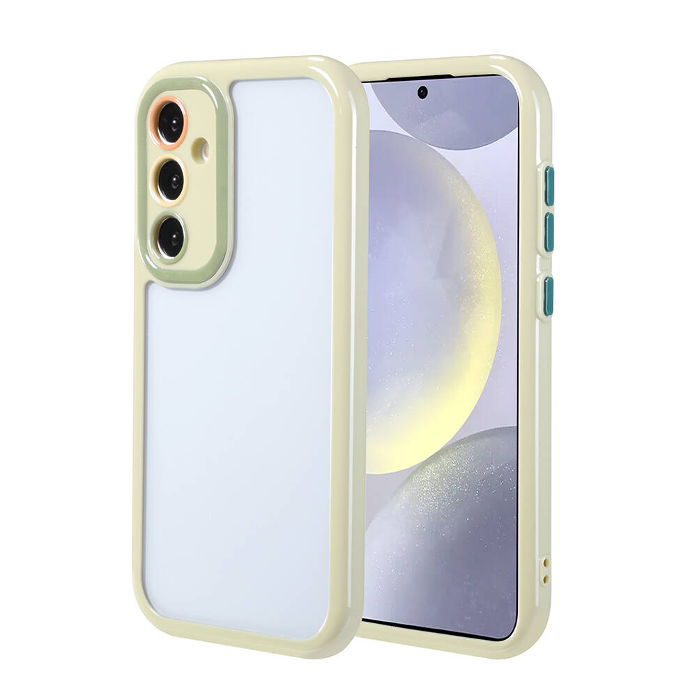 Galaxy S24 Kılıf Kamera Korumalı Renkli Kenar ve Çerçeve Tasarımlı NXXA Vitamin Kapak-Yeşil