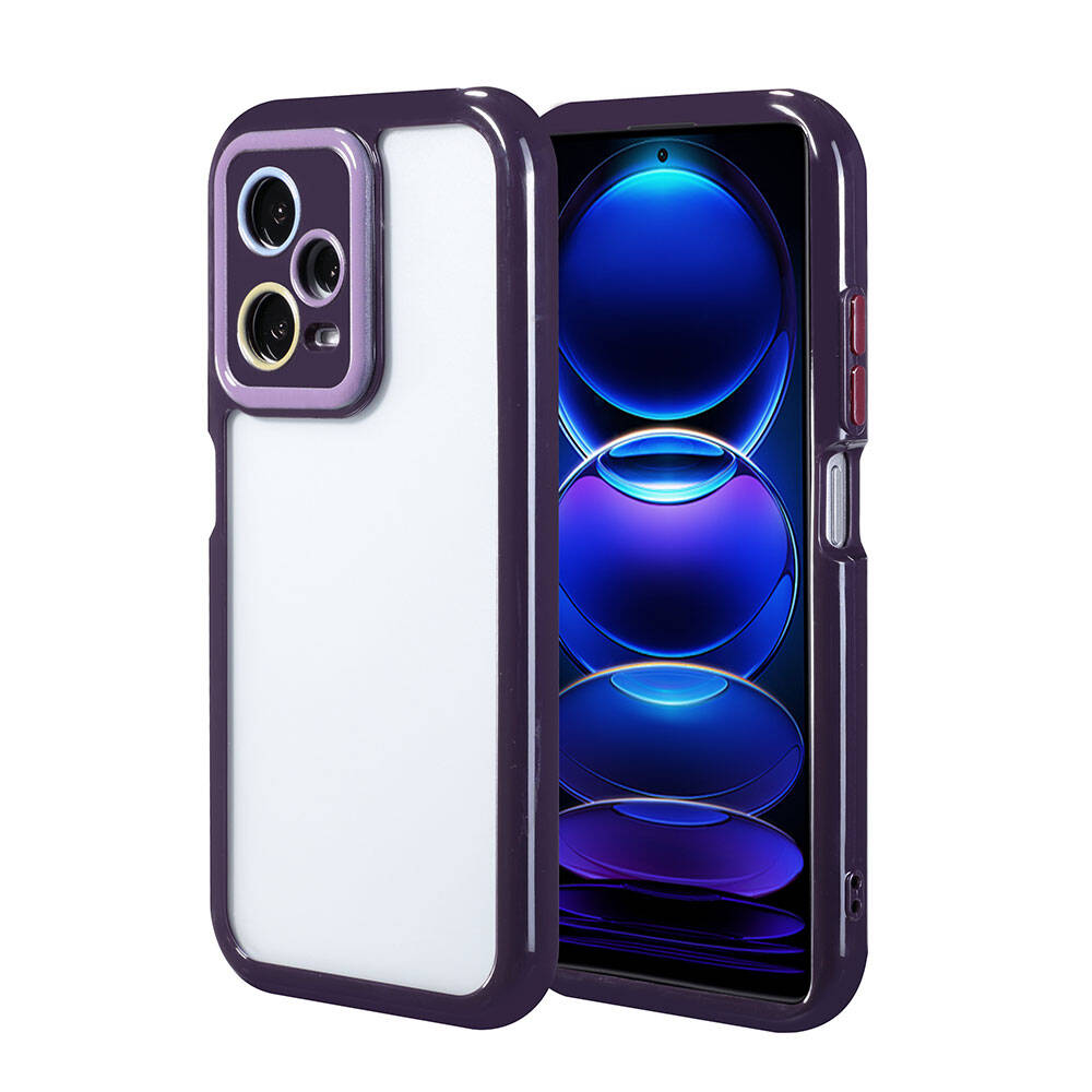 Xiaomi Redmi Note 12 Pro 5G Kılıf Kamera Korumalı Renkli Kenar ve Çerçeve Tasarımlı NXXA Vitamin Kapak-Derin Mor