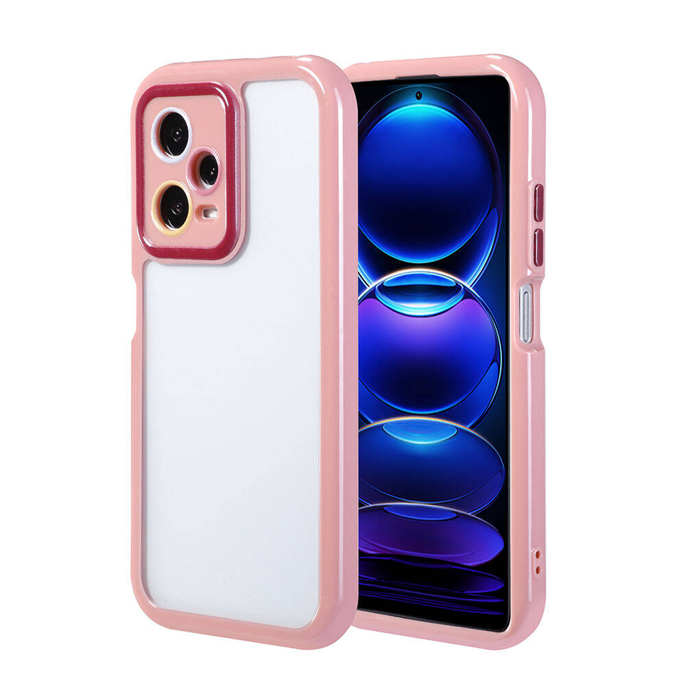 Xiaomi Redmi Note 12 Pro 5G Kılıf Kamera Korumalı Renkli Kenar ve Çerçeve Tasarımlı NXXA Vitamin Kapak-Mürdüm