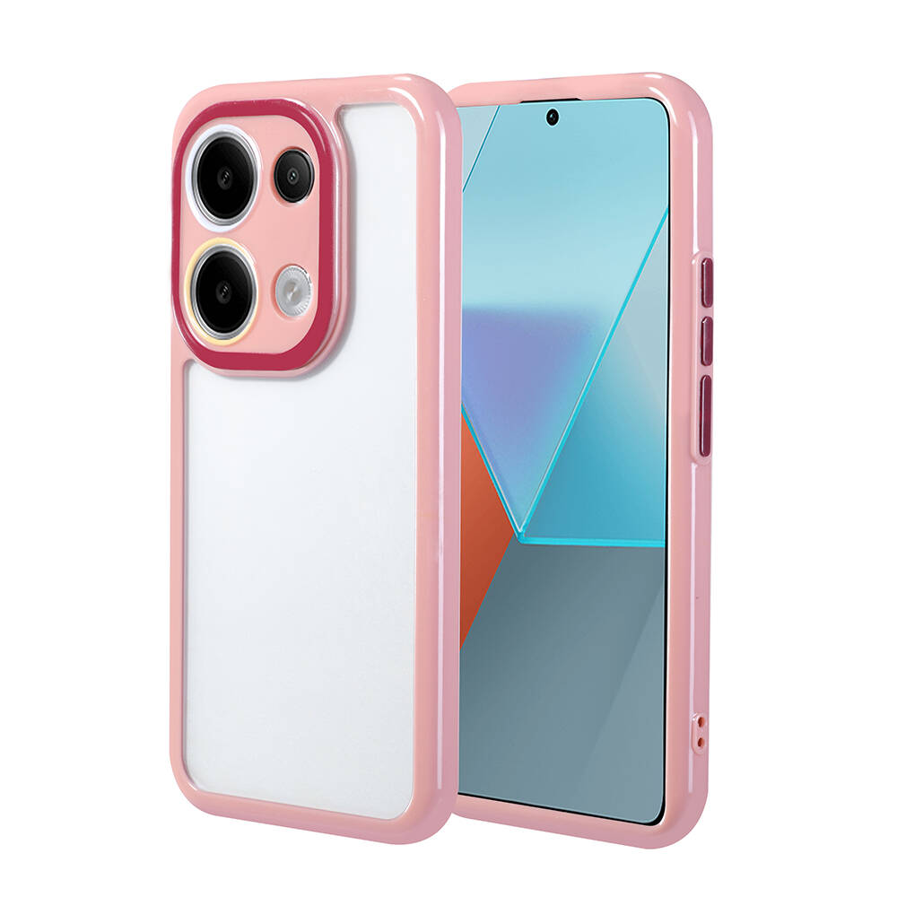 Xiaomi Redmi Note 13 Pro 4G Kılıf Kamera Korumalı Renkli Kenar ve Çerçeve Tasarımlı NXXA Vitamin Kapak-Mürdüm